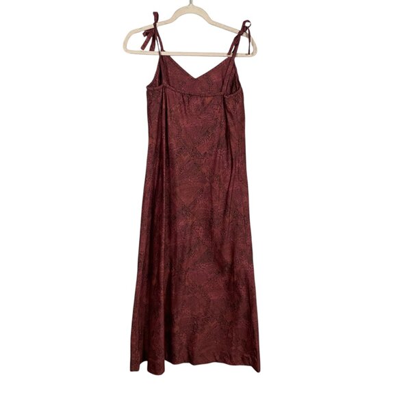 Peruvian Connection Women M Maroon Black Printed Dress Shoulder Tie Strap Cotton - Picture 5 of 9